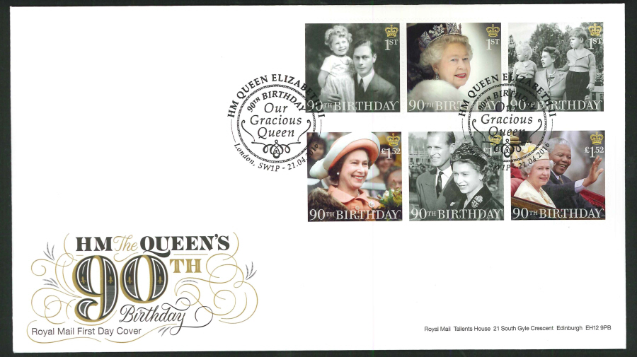 2016 - Queen's 90th Birthday, First Day Cover, Our Gracious Queen London SW1P Postmark